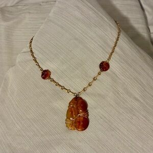 Vintage Elegant Gold and Amber Necklace
